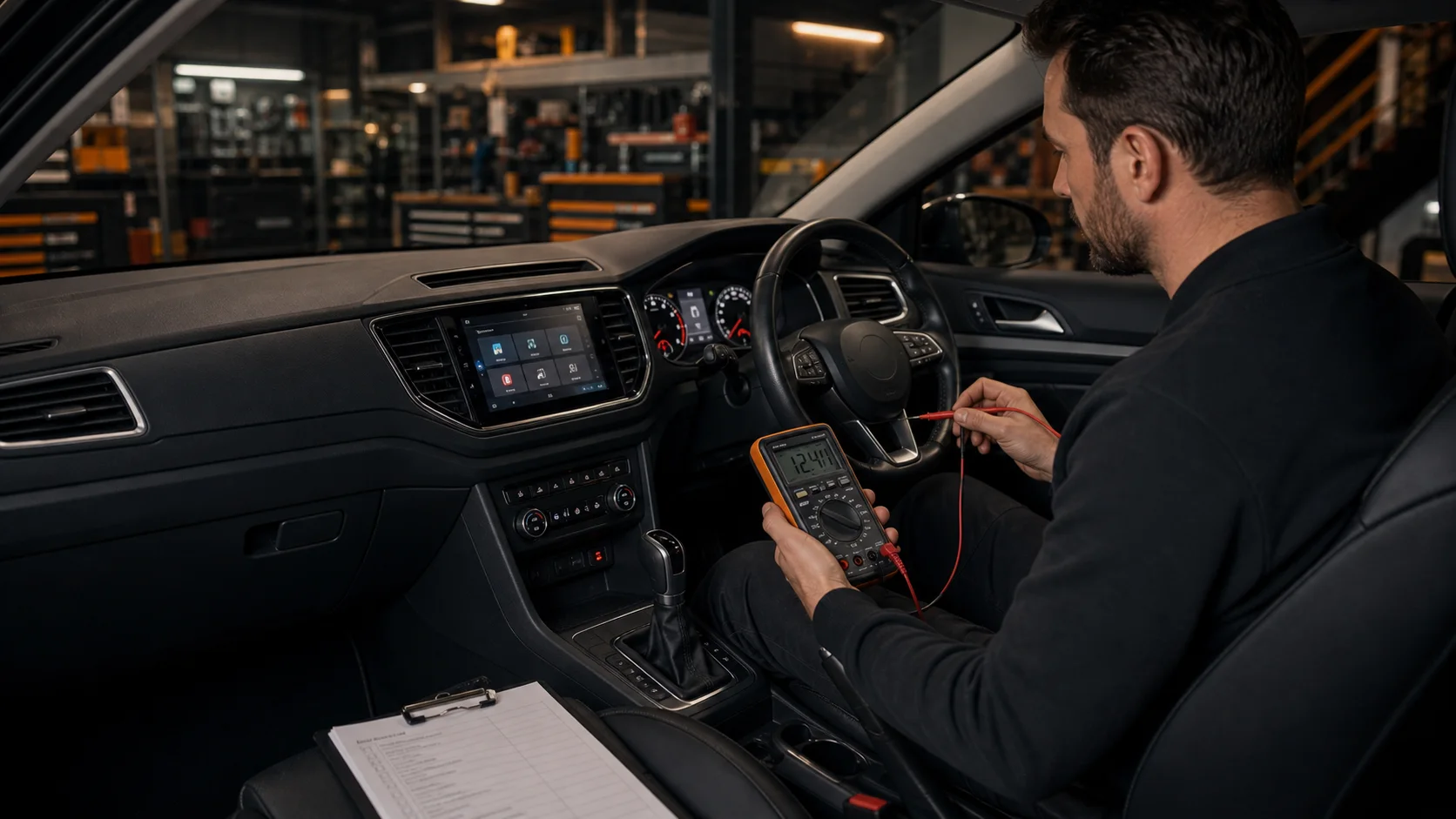 Validation finale d’un accessoire électrique automobile avec test au multimètre