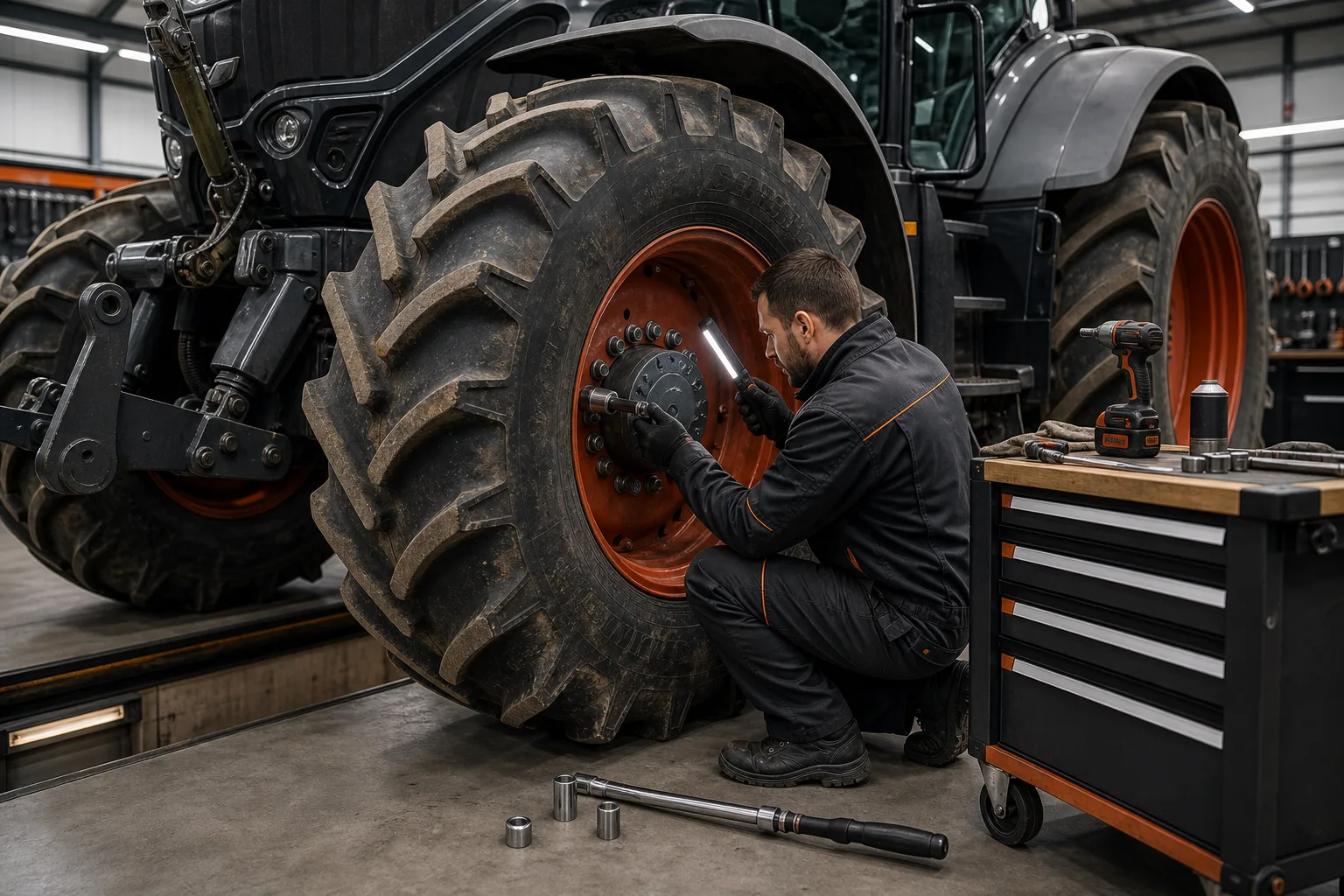 Contrôle pneumatique et train roulant de tracteur agricole