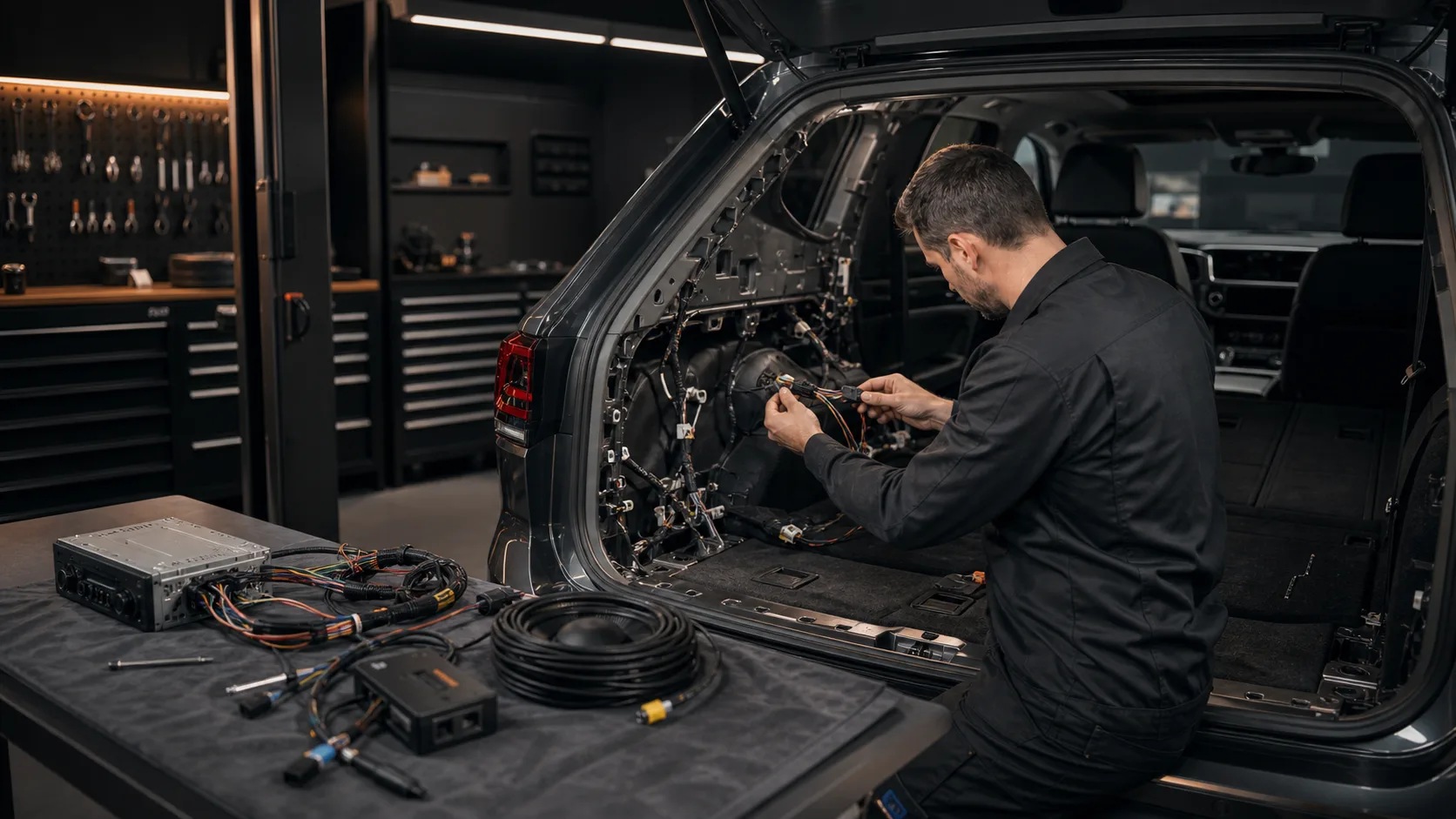 Installation d’accessoires électriques automobile avec câblage propre