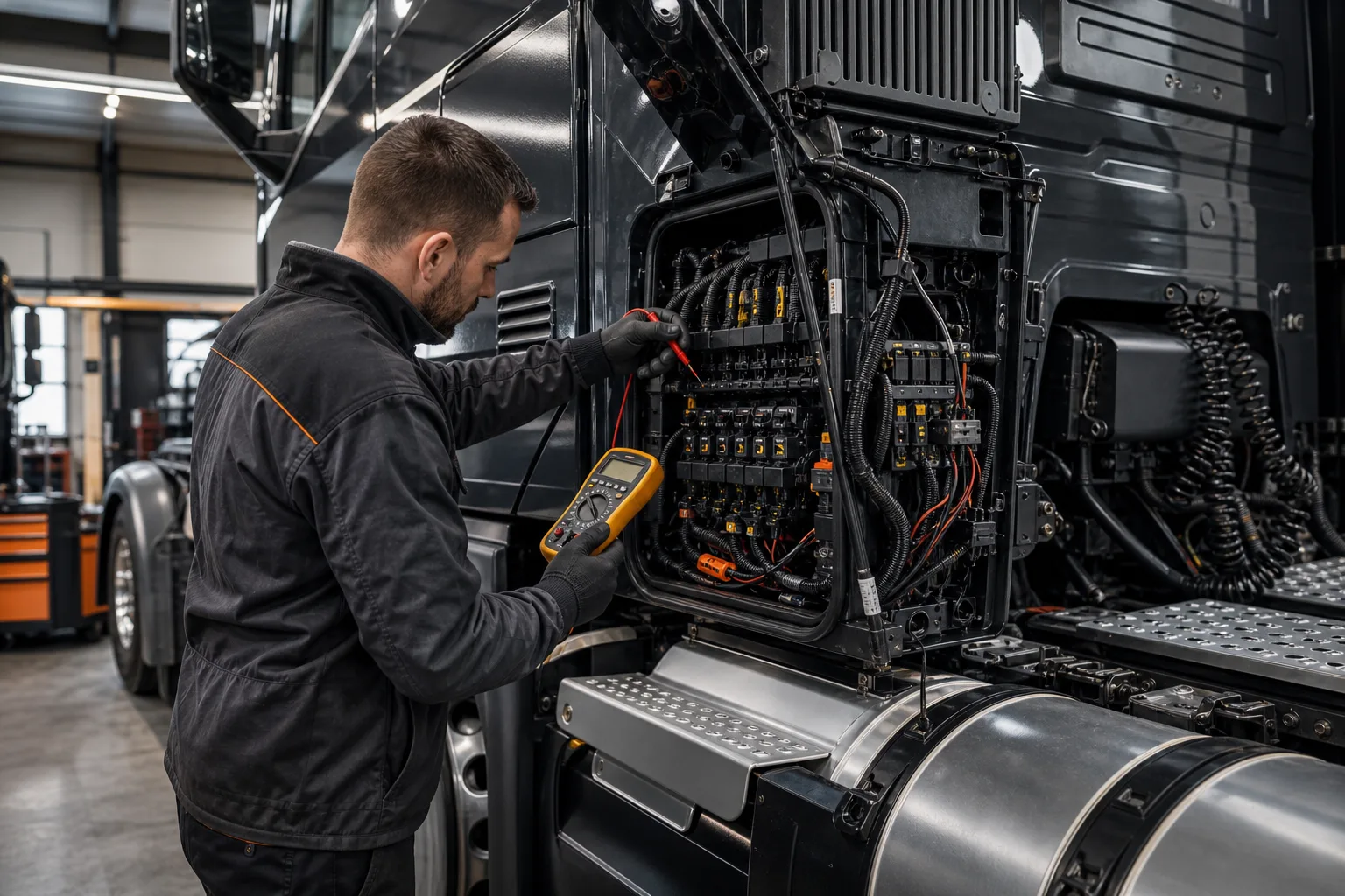 Contrôle électrique et faisceau sur camion poids-lourd